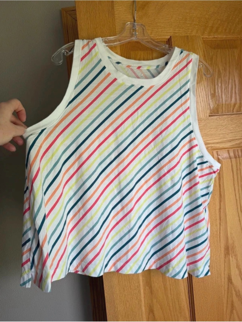 Lou & Grey Rainbow Sleeveless Stripe Cotton Top XL